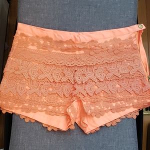 Orange crochet shorts